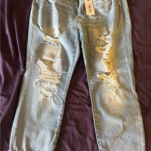 Judy Blue Boyfriend Jeans Light Blue Vintage Distressed